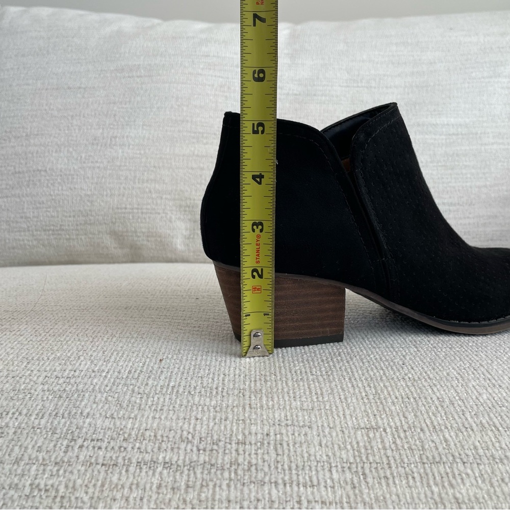 Fergie Black Ankle Booties with Wooden Heel and Zipper - Picture 9 of 12